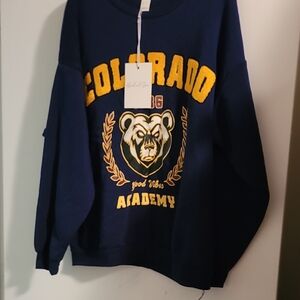 Charlotte Russe Navy and Yellow Graphic Sweater